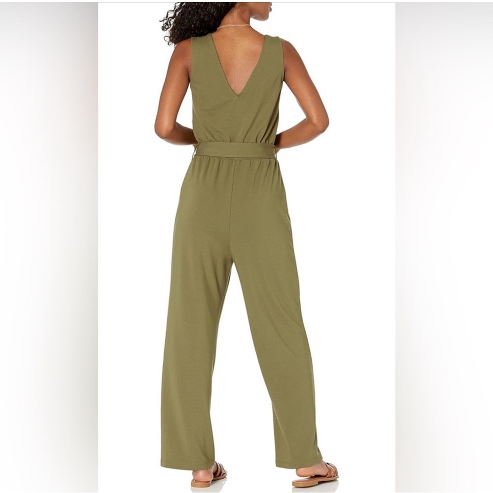 The Drop Women's @caralynmirand Sleeveless Wrap Jumpsuit Army Green - Picture 2 of 5